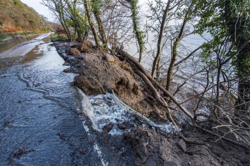 Landslide on the A832.