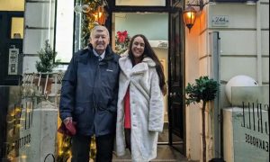 Kirsty Aimee Campbell and her neighbour out for Christmas lunch