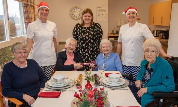 The team and residents at Ythanvale Care Home in Ellon, Image: Kenny Elrick/DC Thomson