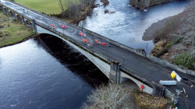 Aboyne Bridge was closed in November 2023. Image: Kenny Elrick/DC Thomson