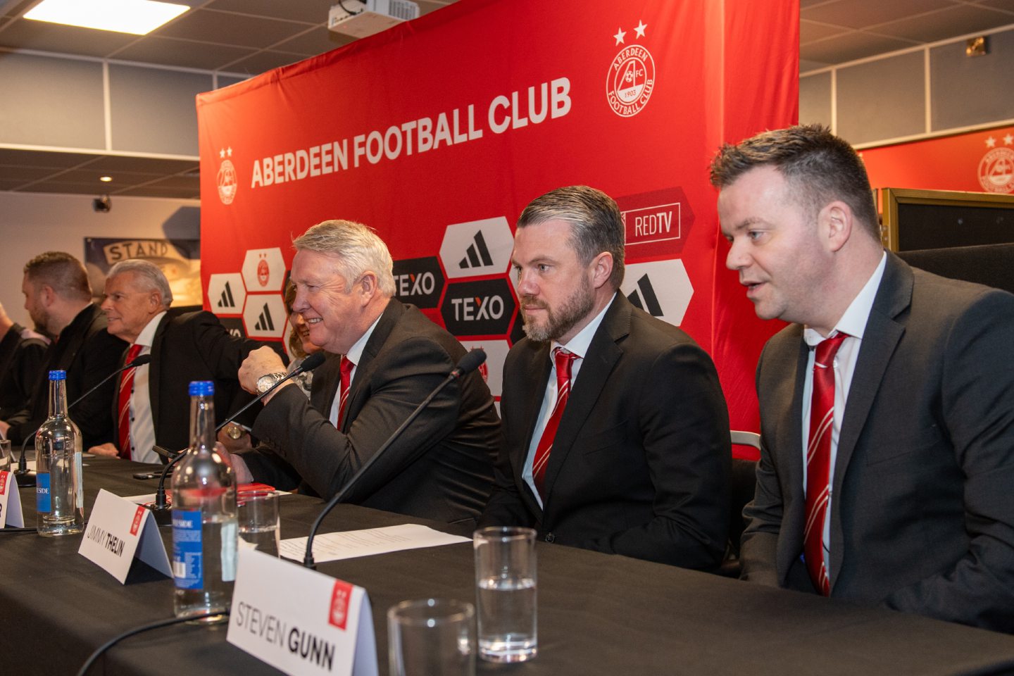  Willie Garner, Manager Jimmy Thelin and Steven Gunn at the AGM image: Kami Thomson/DC Thomson