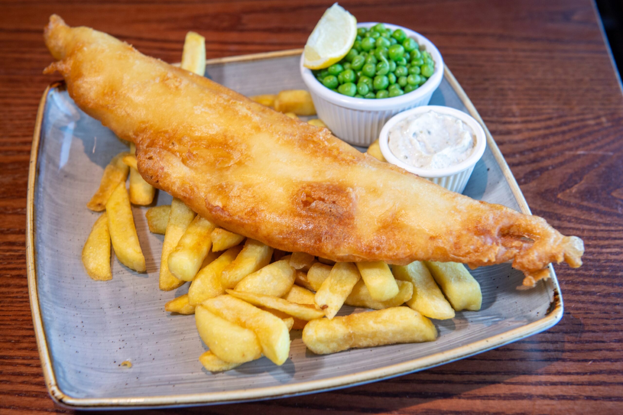 Haddock and chips at the Cove Bay Hotel Restaurant in Aberdeen