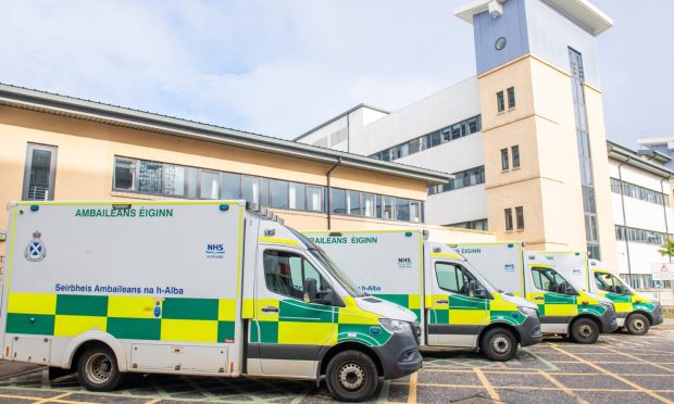 Ambulances at Aberdeen Royal Infirmary outside Accident and Emergency. Image: Kami Thomson/DC Thomson