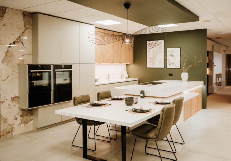 a modern kitchen display in Laings showroom