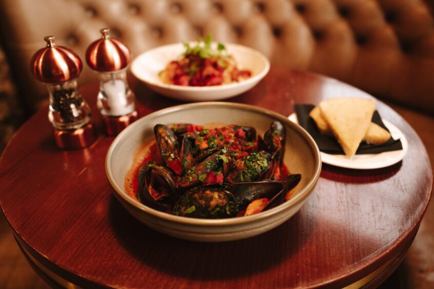 A dish of mussels. Part of the Meldrum House festive menu.