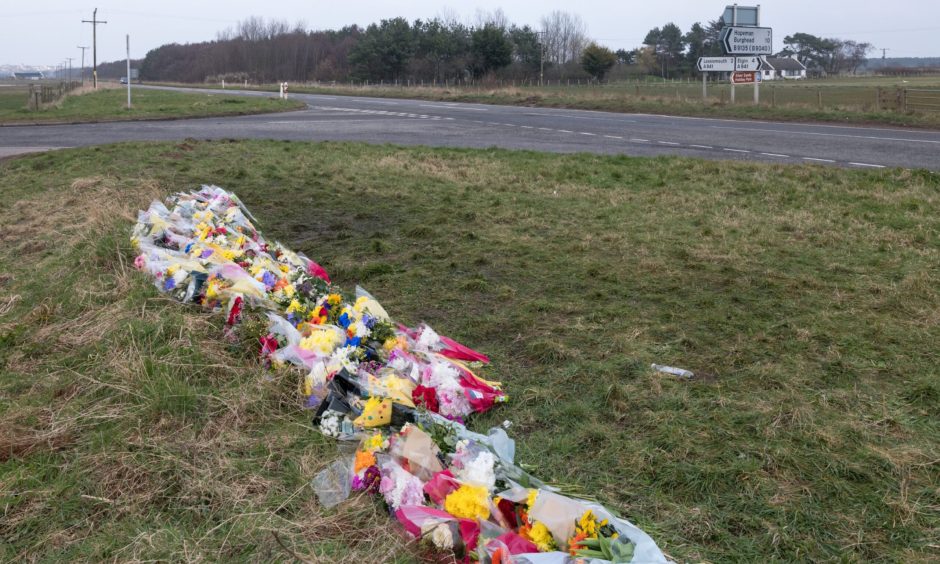 Flowers left at Muirton junction. 