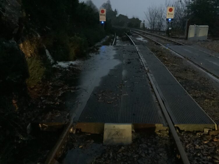 Flooding along tracks on West Highland Line.