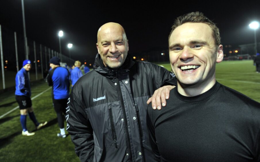 Kenny Gilbert, right, with the late Neale Cooper, who managed him at Ross County and Peterhead.