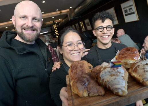 Owners Tristan Aitchison (left) and Fernando Basaldua Bazaldua (right) with manageress Kimberly Vasquez.
Image: Sandy McCook/DC Thomson