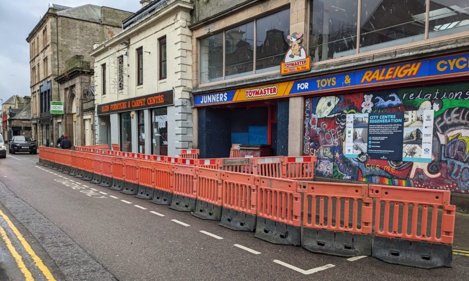 Loading bays blocked off outside Junners. 