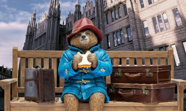 Paddington Bear in front of Marischal Square