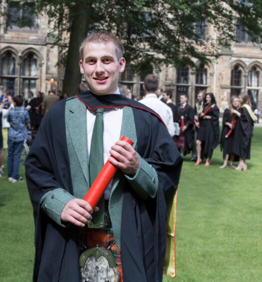 Ross on his graduation from Scotland's Rural College, with a first class honours degree