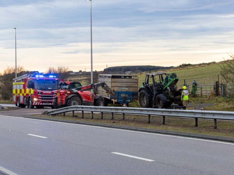 Scene of tractor fire