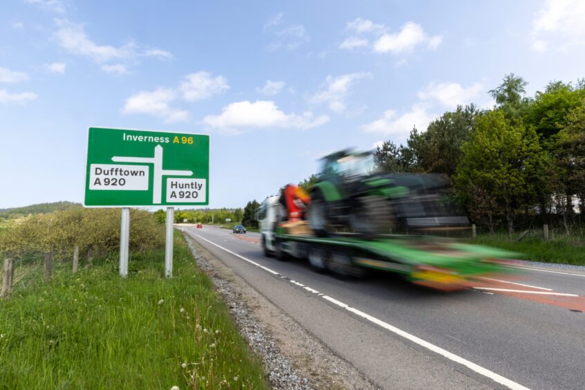 A vehicle travelling towards Inverness. 