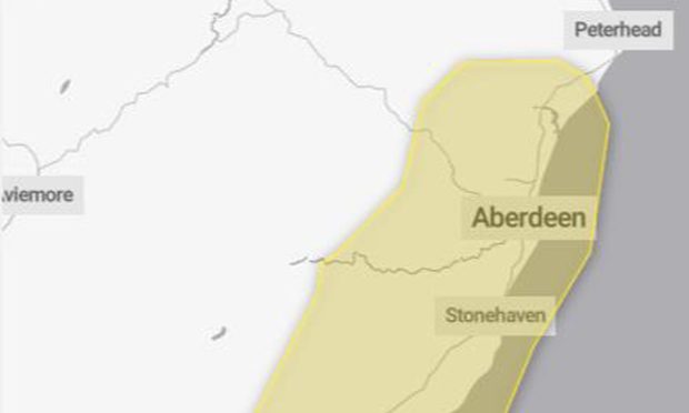 Met Office yellow weather warning rain map