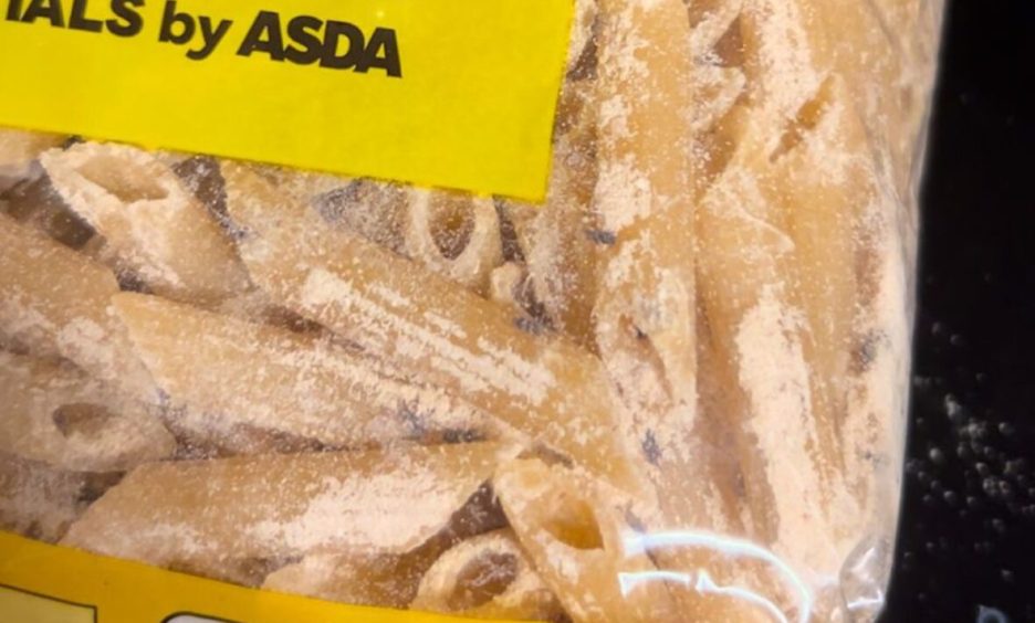 Asda pasta bag with dust and bugs