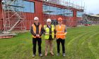 Colin Henderson, principal architect, Highland Council; City leader Councillor Ian Brown; and Ruari Davidson. CEO of the Camanachd Association, at the Bught Stadium which is undergoing refurbishment.