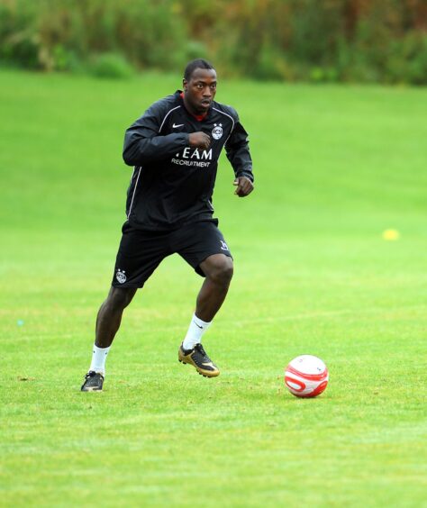 Idrissa Alassane during a training session for Aberdeen in 2009.