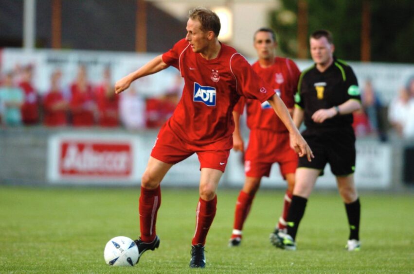 Polish striker Piotr Wlodarczyk in action against Montrose at Links Park in the summer of 2005