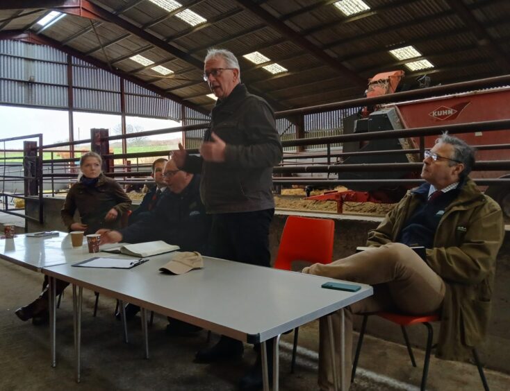 Seamus Logan MP addressing an on-farm meeting organised by NFU Scotland in November.