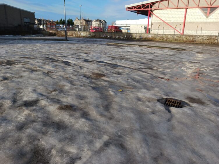 Burn Street Car Park ice.