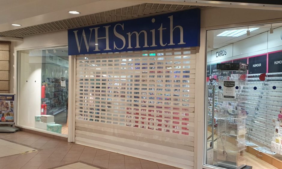 Shutter closed at WH Smith.