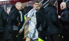 Aberdeen's Slobodan Rubezic as he is sent off following a confrontation with Motherwell's Tony Watt. Image: SNS.