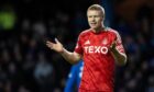 Aberdeen's Sivert Heltne Nilsen in action during the 3-0 loss to Rangers at Ibrox. Image: SNS