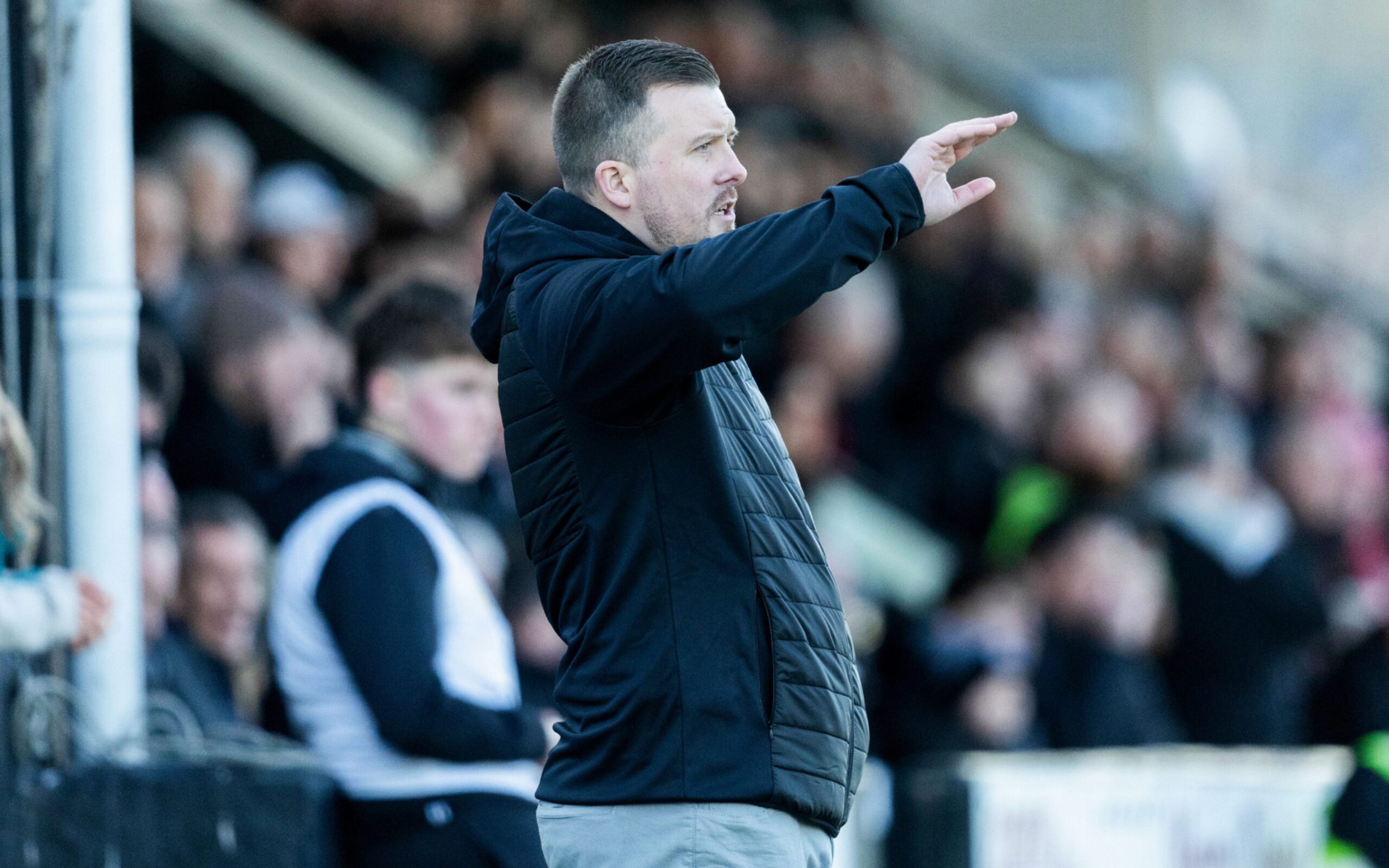  Elgin manager Allan Hale during the 3-0 Scottish Cup loss to Aberdeen. Image: SNS 