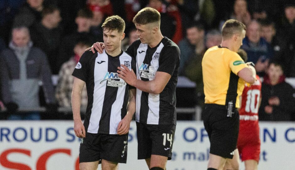 Elgin's Lyall Booth looks dejected after being sent off during against Aberdeen. Image: SNS