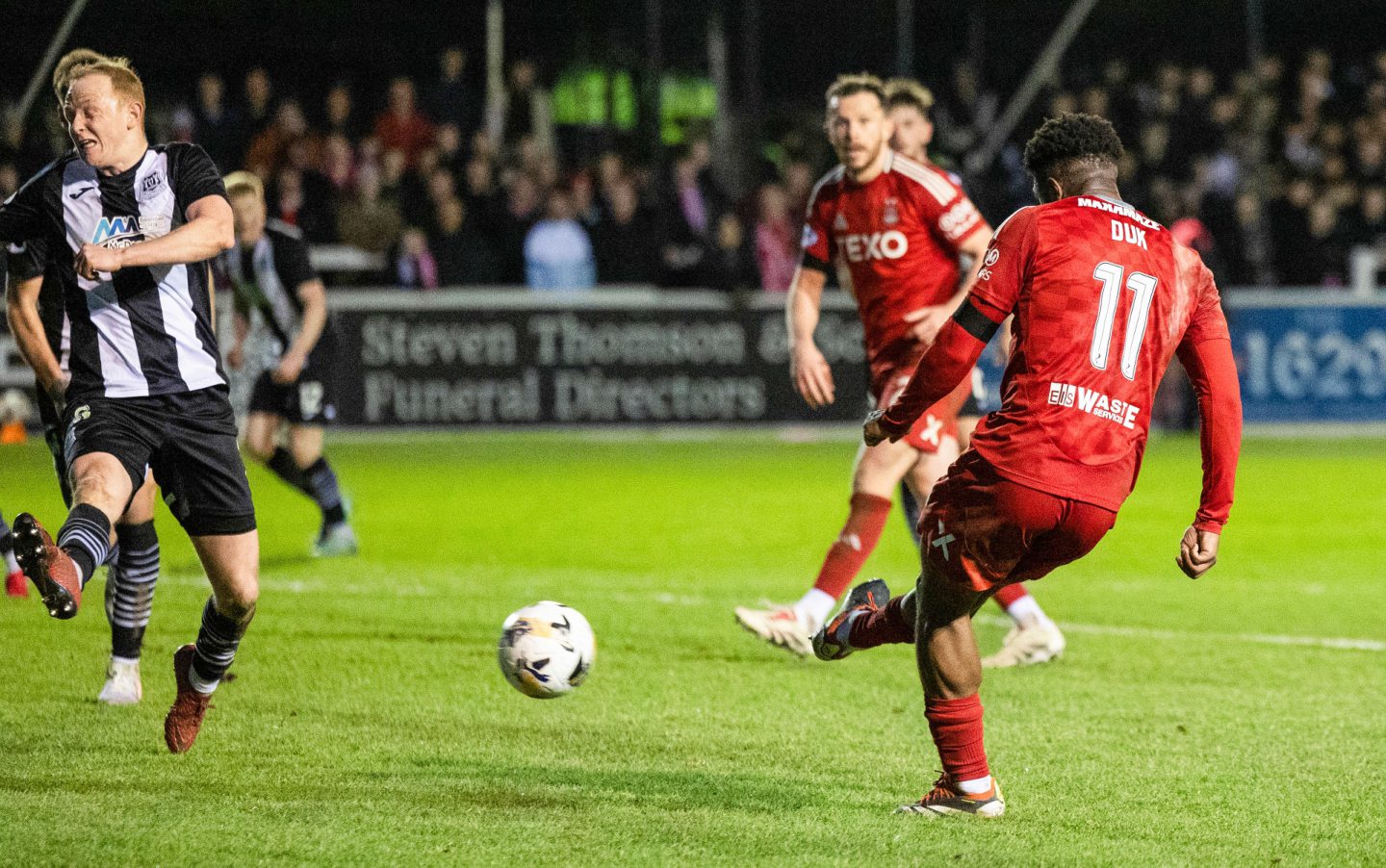 Aberdeen's Duk scores to make it 3-0 against Elgin City in the Scottish Cup. Image; SNS 