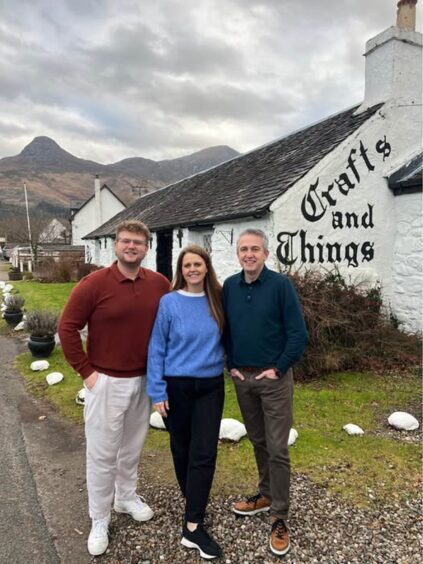 Jack, Debbie and Andrew Dewey outside Crafts and Things in Glencoe. 