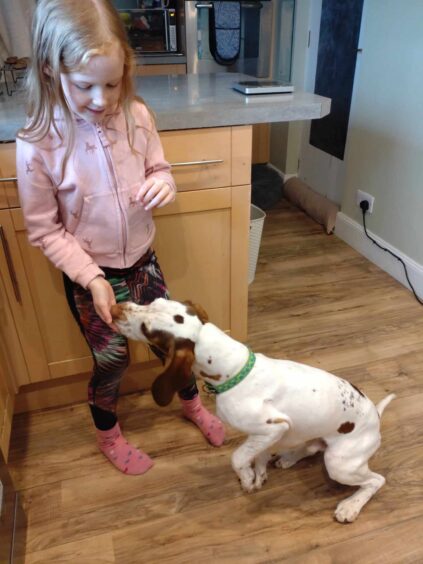 Patch in the kitchen with Lilly.