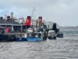 Fishing boats and CalMac Ferries are in Oban Bay during Storm Eowyn.