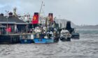 Fishing boats and CalMac Ferries are in Oban Bay during Storm Eowyn.