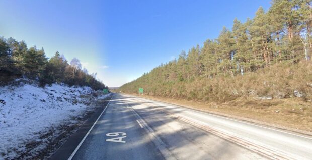 The A9 was restricted after the crash. Image: Google Maps