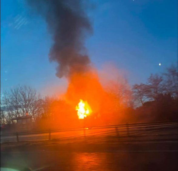 Ball of fire due to van fire.