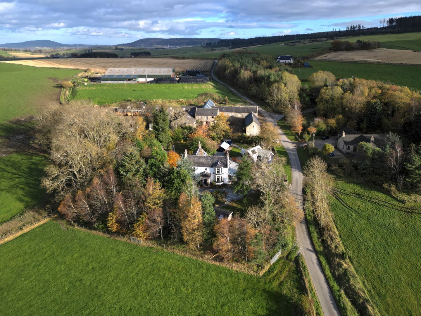 This aerial photo shows Mains of Auchindachy in all its beauty