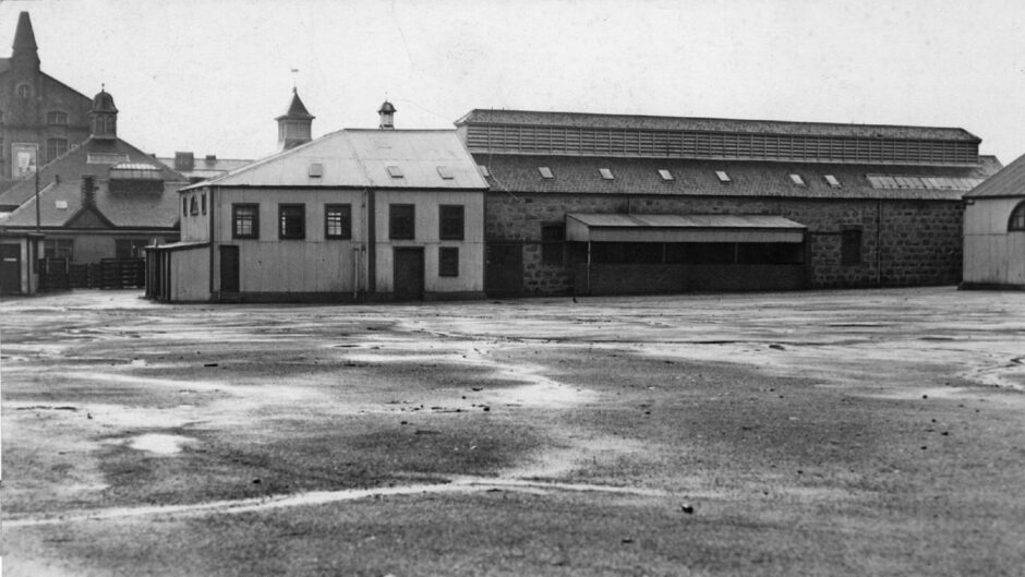 Foot-and-mouth disease emptied the normally busy at car park at Aberdeen Mart in 1960. 