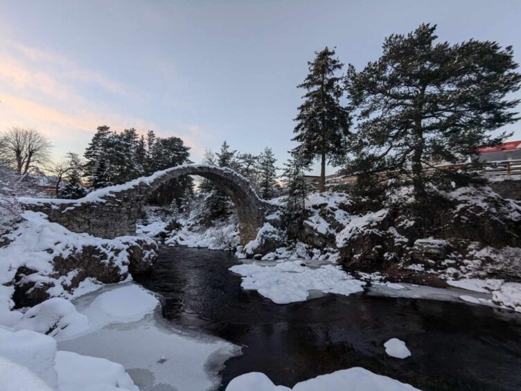 The Old Packhorse Bridge, or 'coffin bridge', at Carrbridge. Image: Gayle Ritchie. 