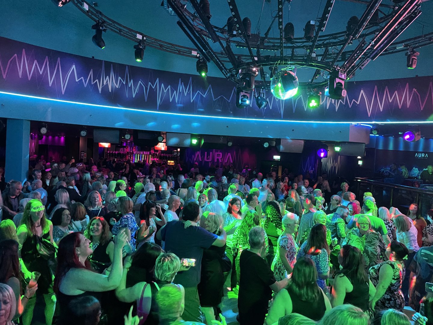 Packed out dance floor at AURA Aberdeen