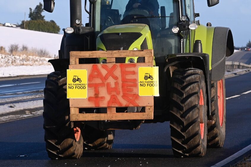 Tractor travelling from Stonehaven to Aberdeen