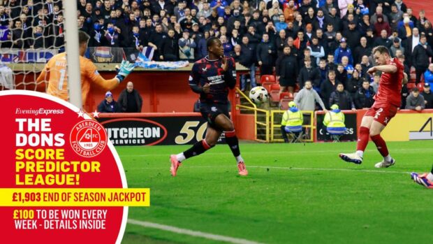 Aberdeen beat Rangers at Pittodrie earlier in the season. Pictures is Nicky Devlin's goal in the game.