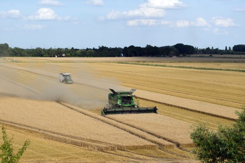 Combine harvester at work.