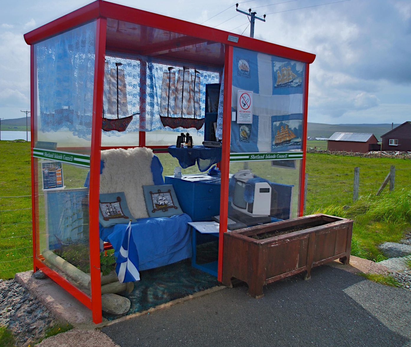 Bobby's Bus Shelter on Unst, Shetland.