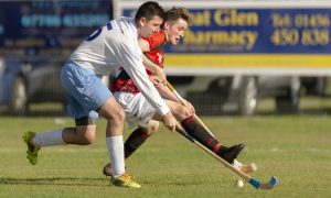 Iain Nicolson playing for Skye, with Glenurquhart's Connor Golabek in pursuit. Image: Neil Paterson.