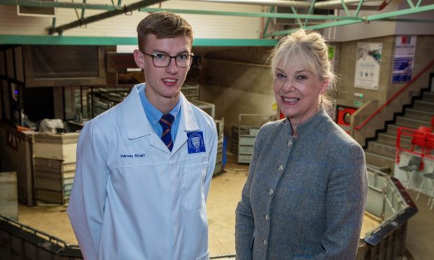 ANM Group trainee auctioneer Harvey Stuart and choirmaster Kate Picken at Thainstone.