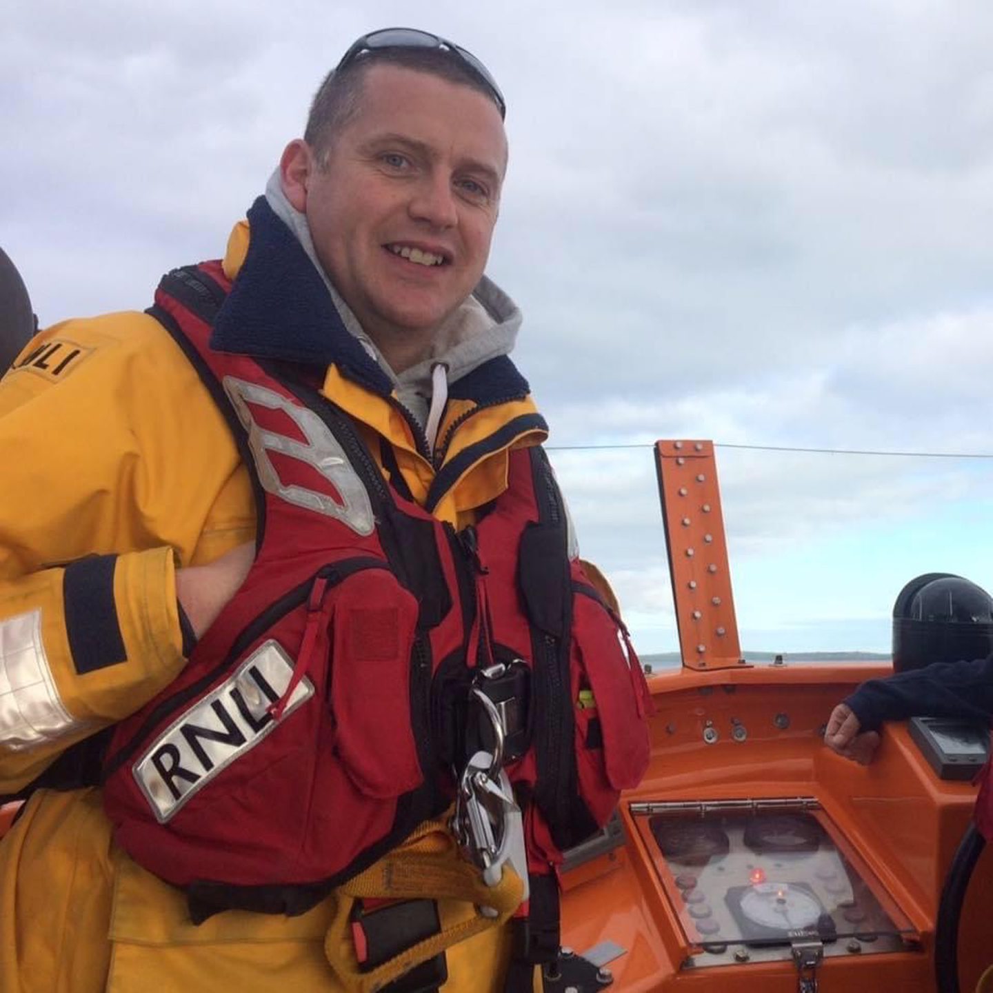 Kenneth Gee on the lifeboat