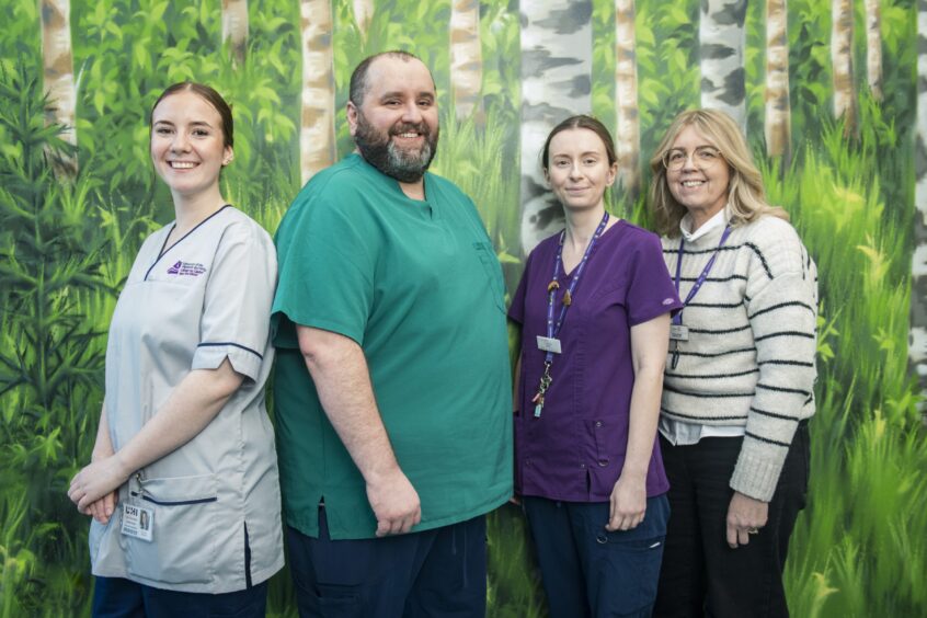 Staff nurse Carlee Smith, Callum Green - health care assistant, Lucy Golabek who is a student nurse, and senior nurse Gillian McRobie. Picture by Jason Hedges / DC Thomson.