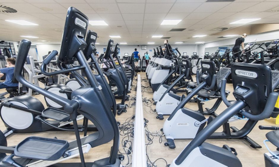 Exercise bikes in Moray Leisure Centre gym. 